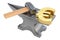 Anvil with gold euro symbol, 3D rendering