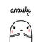 Anxiety hand drawn marshmallow illustration cute kawaii style for psychotherapy banners cards promotion support centers