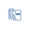 Anxious businessman in office line icon concept. Anxious businessman in office flat vector symbol, sign, outline