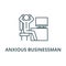 Anxious businessman in office line icon, vector. Anxious businessman in office outline sign, concept symbol, flat