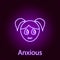 anxious girl face icon in neon style. Element of emotions for mobile concept and web apps illustration. Signs and symbols can be