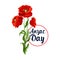 Anzac Day 25 April poppy bunch vector icon