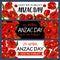 Anzac Day 25 April poppy flowers vector banners