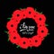 Anzac day calligraphy hand lettering. Wreath of red poppy flowers symbol of Remembrance day. Lest we forget. Vector template for