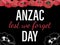 Anzac day. Memorial Day Australia. Postcard with poppies on a black background