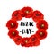 Anzac Day memorial wreath icon of red poppy flower