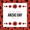 Anzac Day, national day of remembrance in Australia, card template with poppies background