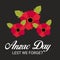 Anzac Day with poppies and text Lest we forget.