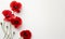 Anzac Day, poppy flowers on white background. Remembrance day symbol