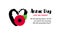 Anzac Day vector poster. Lest We forget. Hand drawn heart with bright Red Poppy flower