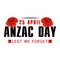 Anzac poppy flower icon for World War memorial day