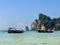 Ao Loh Dalum bay with anchored longtail boats on Phi Phi Don Isl