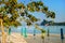 Ao Loh Dalum beach with sun umbrellas on Phi Phi Don Island, Krabi Province, Thailand