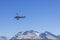 AORAKI MOUNT COOK, NEW ZEALAND 16TH APRIL 2014; Unidentified helicopter flying over the amazing South Island, New Zealand