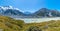 Aoraki / Mount Cook viewed behind Mueller lake in New Zealand