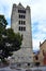 Aosta, Aosta Valley, Italy-The bell tower of the collegiate church of Sant`Orso