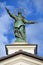 Aosta, Italy, sculpture on the roof of Cathedral of Aosta