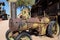 APACHE JUNCTION, ARIZONA - DECEMBER 8, 2016: Antique steam tractor in front of the Saloon in the Goldfield Ghost Town, Apache Junc