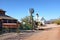 APACHE JUNCTION, ARIZONA - DECEMBER 8, 2016: Superstition Mountain Museum, showing the Windmill, Apacheland Barn, and Elvis Memori