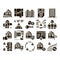 Apartment Building Glyph Set Vector Illustrations