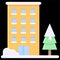 Apartment Building icon, Winter city related vector