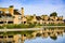 Apartment buildings on the shoreline of Belmont Channel, Redwood shores, California