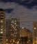 Apartment buildings in a typical street of Moscow at dusk