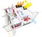 Apartment diagram with radiator heating and connected to the wind turbines and photovoltaic and solar panels and air conditioning