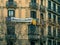 Apartment facades in streets of Barcelona written democracy