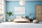 apartment furniture lamp room wall blue modern interior design home sofa. Generative AI.