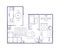 Apartment layout, floor plan overhead. Outlined floorplan, home interior design with furniture, top view. House map with