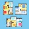 Apartment Plan with Furniture Set. Vector