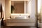 apartment sink modern design counter interior house faucet luxury bathroom sunlight. Generative AI.