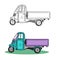 Ape Piaggio Italian small car vector outline illustration