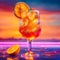 Aperol Spritz Cocktail on Neon Background, Tropical Mocktail, Beach Party Aperol Spritz Coctail