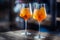 Aperol spritz drink on bar counter in pub or restaurant