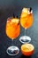 Aperol Spritz Sweet Cocktail Drink with Orange Ice