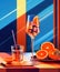 Aperol Spritz on a table by Generative AI