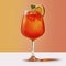 Aperol syringe in a glass on a pink background, orange ice and mint, freshness. Generative AI