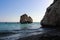 Aphrodite beach and Aphrodite Stone-a legendary rock in the middle of the sea. Cyprus