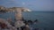 aphrodite\\\'s rock, cyprus, moon light over mediterranean sea