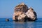 Aphrodite\'s Stone on Petra tou Romiou or Aphrodite Rock Beach, one of the main attractions and landmarks of Cyprus island