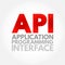 API Application Programming Interface - connection between computers or between computer programs, acronym text concept background