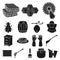 Apiary and beekeeping black icons in set collection for design.Equipment and production of honey vector symbol stock web