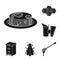 Apiary and beekeeping black icons in set collection for design.Equipment and production of honey vector symbol stock web