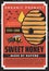 Apiary, beekeeping vintage poster with wild bees