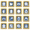 Apiary honey icons set blue square