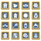 Apiary honey icons set blue square vector
