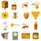 Apiary icons set, cartoon style