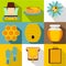 Apiary icons set, flat style